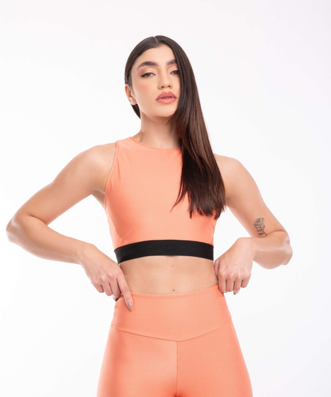 TOP CROPPED GLOW CANELADO TERRACOTA