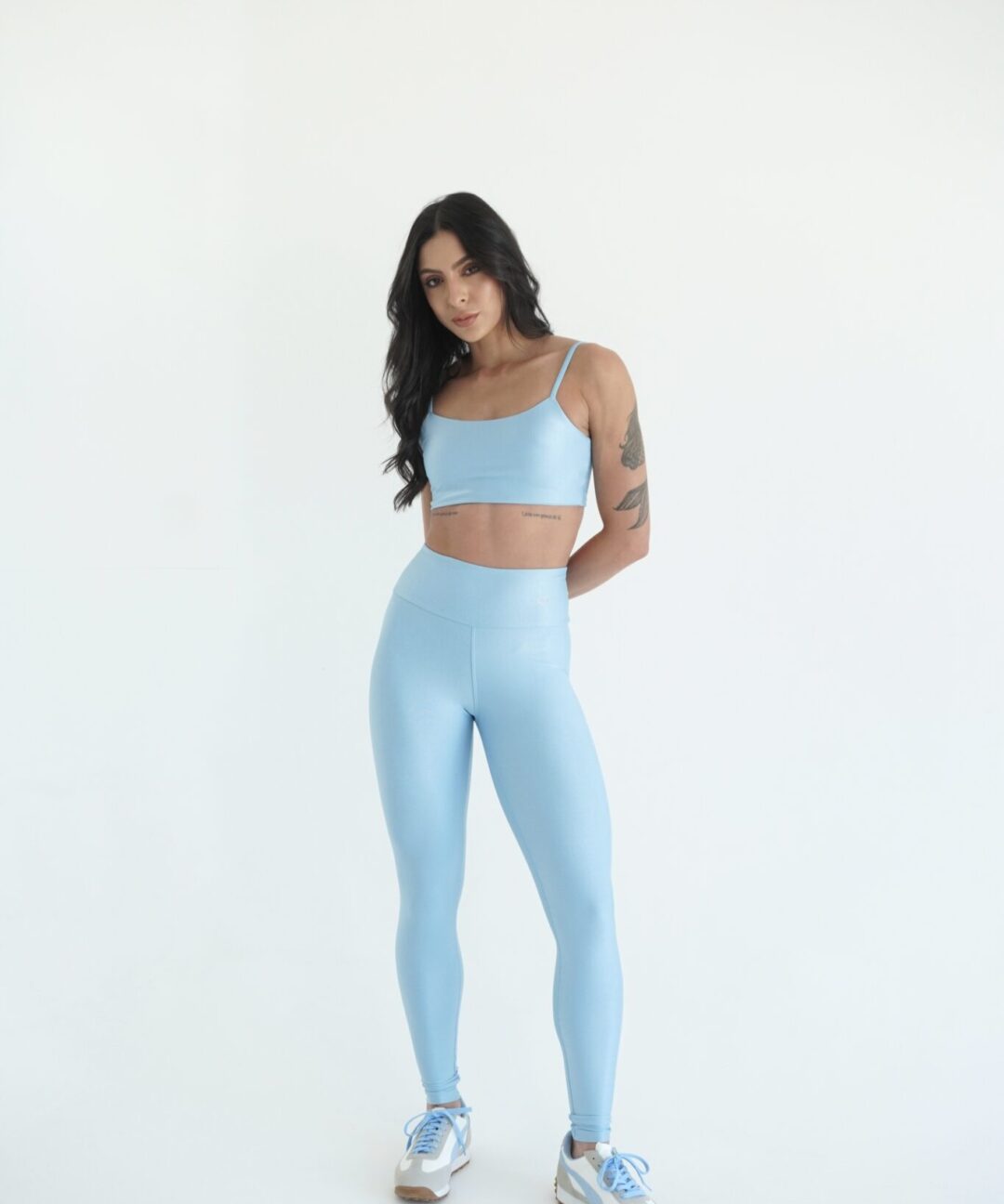 LEGGING BASIC CANELADO AZUL SKY