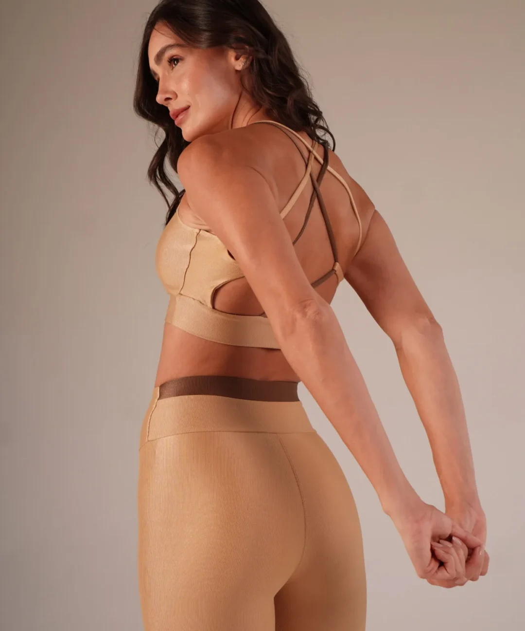 Alternative view de LEGGING ESSENCE CANELADO AREIA/MASCAVO